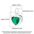 S925 silver heart pendant with micro-set green cubic zirconia 7.6mm width - Large (8mm) / Green