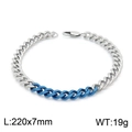 Tweekleurige zilveren en blauwe Cubaanse schakelarmband van roestvrij staal - Zilver en Blauwe Armband (KB149470-KLHQ)
