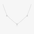 Minimalist S925 sterling silver heart necklace with three zircon heart pendants in silver - Platinum