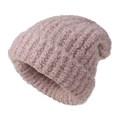 Detailed close-up of dusty pink knit beanie showing warm bouclé yarn texture and soft weave - 58-60CM / Dusty Pink
