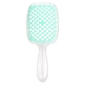 Mint green honeycomb detangling hairbrush with transparent handle for scalp massage - Pale Green-Clear Handle