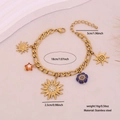 Gold stainless steel sun charm bracelet with natural stone and ceramic star details - Wave Sun Orange Star Style (5#)
