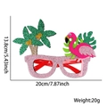 Detail showing 20cm x 13.8cm dimensions for pink flamingo and palm tree party glasses - Flamingo Coconut Tree Style