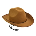 Close-up of adjustable chin strap and black decorative cord on a brown cowboy hat - Western Lincoln Camel+Drawstring / Size L - Hat Circumference 58cm - Hat Height 11cm