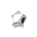 Silver star-shaped metal alloy charm bead with a smooth polished finish for DIY jewelry - 1pc Pentagram