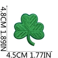 Detailed view of green clover embroidered patch with dimensions 4.8cm by 4.5cm - Medium Shamrock (No.2)