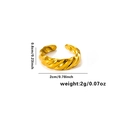 Macro detail of golden croissant ring showing dimensions 0.6cm width and 2cm diameter - Adjustable Open / Twisted Rope Croissant Style (TYGR0231) / Gold