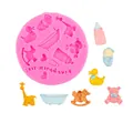 Roze siliconen baby shower vorm met giraf, schommelpaard en babyflesje ontwerpen - 2# (Giraf/Schommelpaard) / Roze
