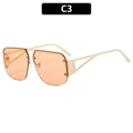 Square semi-rimless sunglasses with gold metal frame and transparent orange lenses - Gold Frame Champagne Lens