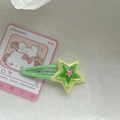 Y2K dopamine star hair clip in pastel green and pink resin for girls and women - Green Double Layer Star Clip