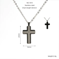 Two-tone stainless steel cross necklace with black frame and silver frosted center - Black Frame Silver Frosted (ZYS1810)