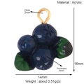 Blueberry acrylic pendant charm with gold ring showing 14mm size and 15mm height details - Blueberry