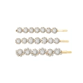 Lot de trois pinces à cheveux dorées avec strass et motifs floraux en zircon - Ensemble de 3 Pièces / Or
