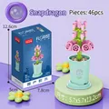 Snapdragon flower building blocks set in pink and green with a blue flowerpot for girls - 8814-05 Snapdragon / 46pcs/Boxed