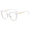 Cat eye glasses frame in white and gold finish for women, elegant retro style C7 variant - Style C7 / Solid White