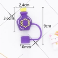 Purple bottle-shaped silicone straw cover for 10mm straws with detailed dimensions - Purple Magic Jar