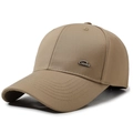 Classic khaki cotton baseball cap with stylish metal SPORT emblem on a side panel - Adjustable / Khaki