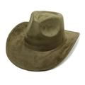 Detailed view of the dark brown suede texture and stitching on a wide-brim cowboy hat - M (56-58cm) / Army Green