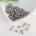 Macro shot of silver rondelle beads with inlaid zircons for DIY jewelry making - 7mm*2.5mm Hole 2.8mm / White Gold