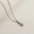 Polished silver bubble-style pebble pendant on a thin stainless steel chain necklace - Letter I / Silver