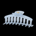 Detailed view of large light blue frosted hair claw clip with golden metal spring - Individual Packaging / 11cm / Blue