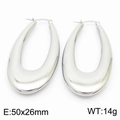 Polished silver U-shaped hollow earrings in stainless steel size 50x26mm 14g - G-Style U-Shaped Hollow Earrings / Steel