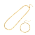 Goldenes Figaro-Halsketten und Armband-Set mit Herzanhänger und Karabinerverschluss - Figaroketten-Set