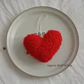 Red plush heart pendant in sherpa fleece fabric for bag decoration, size 8x10.5cm - Heart / Orange Red