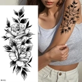 Sketch style black and white rose flower temporary tattoo sticker BK-011 for arm - Pattern BK-011