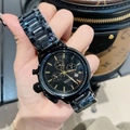 TICTOC black steel strap quartz watch with multi-dial design for fashion lifestyle - Gunmetal & Black
