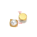 Golden flower petal pendant with white pearl and 15mm height dimension details - 15mm Pearl Gold Pendant