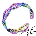 Detalle del anillo ADN arcoíris con diámetro de 1,7 cm y diseño abierto ajustable - Arcoíris