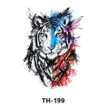 Waterproof temporary tattoo featuring an artistic watercolor tiger head design, style TH-199 - Th-199 / 210*148mm