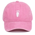 Vintage washed pink cotton baseball cap featuring white Grim Reaper reaper embroidery - Adjustable / Pink