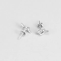 Minimalist silver knot stud earrings in polished stainless steel with butterfly backs - Silver