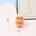 Süßer Milchtee-Plüsch-Schlüsselanhänger mit Stickerei und Perlendetails, 12cm hoch - Braun Boba Tee (Ohne Anhänger)