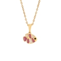 Goldene Fisch-Anhänger-Halskette mit rosa und weißer Emaille an einer Goldkette - Fisch-Stil (1#)