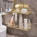 Nordische goldene Eisenregale für das Bad mit Abfluss-Design an der Marmorwand - Klein und Groß Set (Mit Kartonverpackung) / Gold