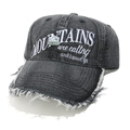 Ricamo dettagliato e visiera consumata su cappello da baseball in denim lavato - M (56-58cm) / Nero