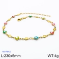 Bohemian gold stainless steel anklet with colorful resin evil eye beads and star charms - Gold Heart Evil Eye Star Style (KJ1731-Z)