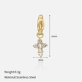 18K gold plated stainless steel cross pendant with crystals for DIY necklaces - Cross Pendant