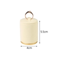 Ivory microfiber cylinder ring display stand with gold trim, size 5.5cm x 4cm - Medium / Beige