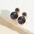 Orecchini retrò francesi con pietra preziosa viola scuro e base dorata - Viola (ES2430-5) / Viola