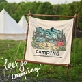 Détail de tapisserie de camping vintage avec illustration de montagne et œillets en métal - 73X95CM (Modèle à boucle amélioré) / Préserver la Nature Camping (camping 2)
