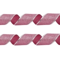 Cinta de Navidad rosa con purpurina y bordes metálicos plateados para decoración festiva - Rosa