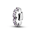 Silver flower bead charm with purple crystals for bracelet and necklace making - KTC610-Pink Purple Flower Stopper