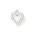 Ciondolo a cuore vuoto con perle bianche e cornice in metallo argentato per gioielli DIY - Perla d'Argento