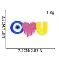 Detail showing cartoon evil eye and heart embroidery patch with size dimensions 7.2x3.3cm - 15# Evil Eye Heart