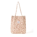 Grosse blumige Kord Schulter Tote Bag Damen freizeiter Stil Mehrzweck Aufbewahrung - Groß (32*11*40 cm) / Beige Blumig
