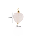 Pink natural stone heart pendant with gold buckle, 13mm DIY jewelry making charm - Rose Quartz
